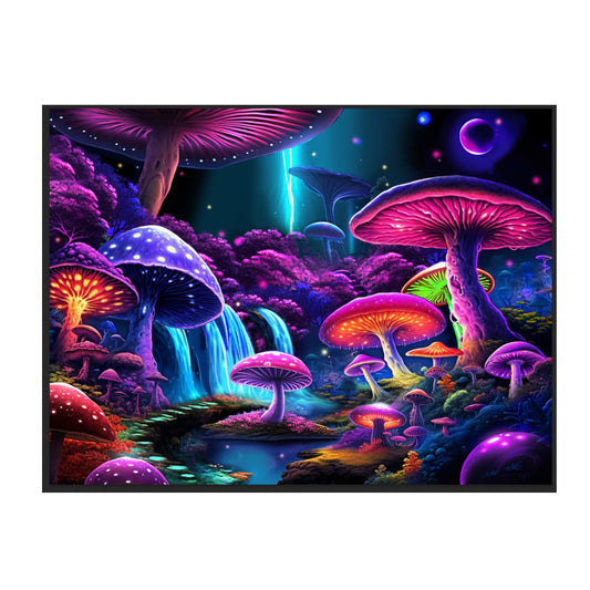 Mushroom World Blacklight Tapestry