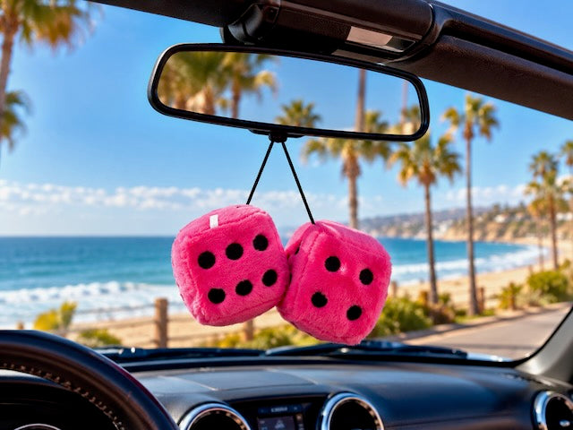 Plush Hanging Car Dice - Pink