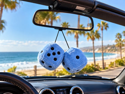 Plush Hanging Car Dice - Blue