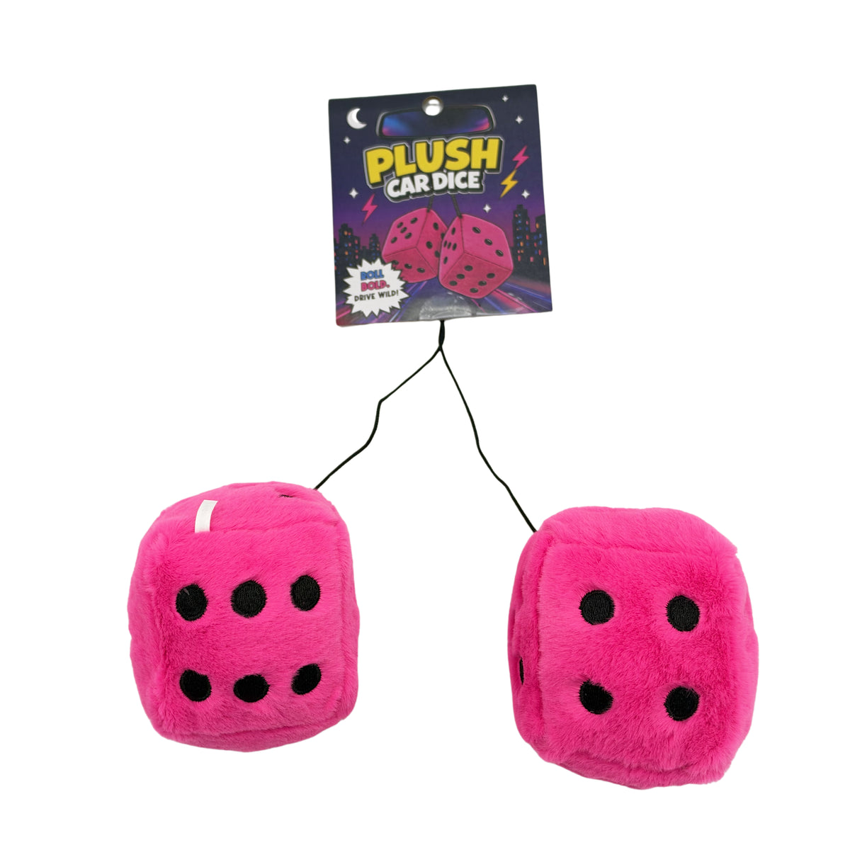 Plush Hanging Car Dice - Pink