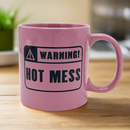 Giant 22 oz Warning: Hot Mess Novelty Coffee Mug